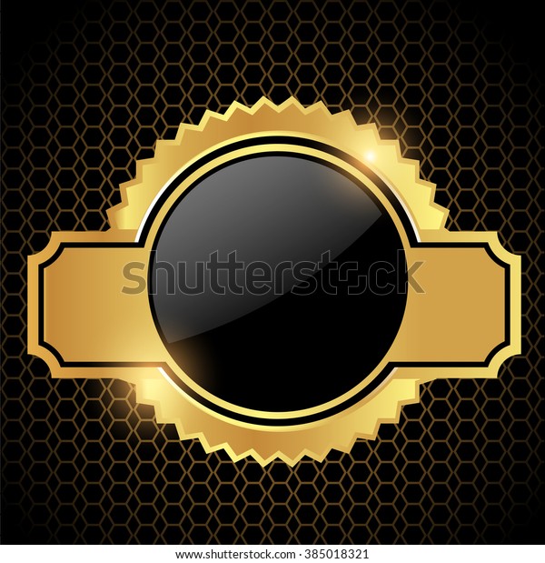 Vector illustration of shine medal award,label \
gold border