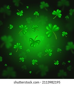 Vector illustration shining background with green clovers for St Patricks day design