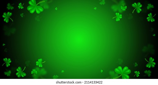 Vector illustration shining background with green clovers for St Patricks day design