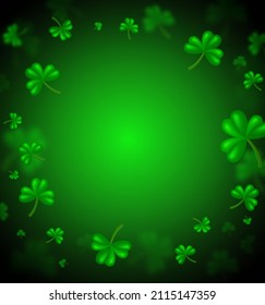 Vector illustration shining background with green clovers for St Patricks day design