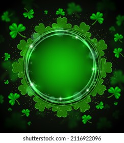 Vector illustration shining background with green clovers for St Patricks day design