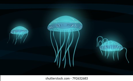 Vector illustration of shining jellyfish 