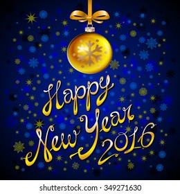 Vector illustration of Shining on a blue background. Happy New Year 2016 art