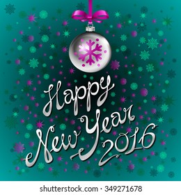 Vector illustration of Shining on a blue background. Happy New Year 2016 art