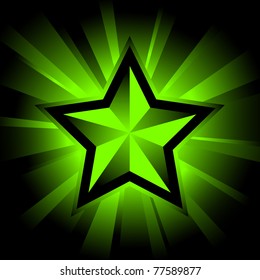 vector illustration of shining star on black