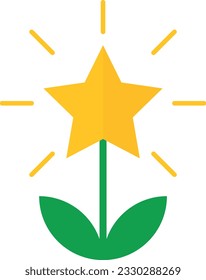 Vector illustration of a shining star shaped flower. Harvest successes.
