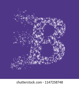 Vector illustration of a shining stars character. Abstract image of the letter B.