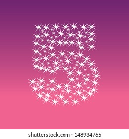 Vector illustration of a shining stars character. Number 5