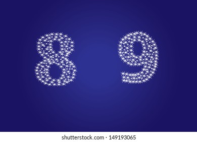 Vector illustration of a shining stars character. Number 8,9 