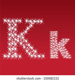 Vector illustration of a shining stars character k