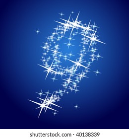 Vector illustration of a shining stars character. Number 9