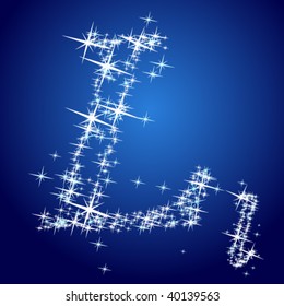 Vector illustration of a shining stars character. Letter l