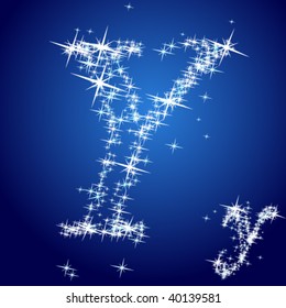 Vector illustration of a shining stars character. Letter y