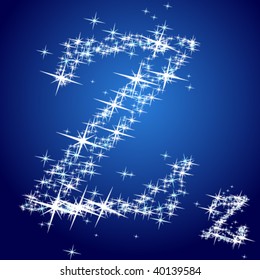 Ilustración vectorial de un personaje de estrellas brillante. Letra z