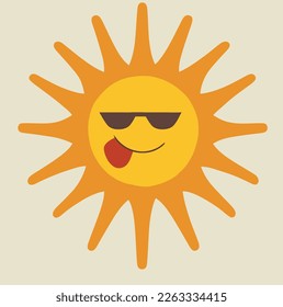 Vektorgrafik von leuchtender Sonne mit Ausdrücken