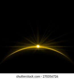 Vector Illustration of Shining Sun Over the Planet in the Universe