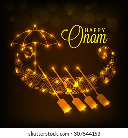 Vector illustration of a shiny background for Onam celebration.