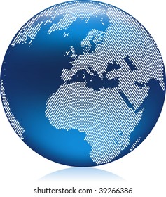 Vektorgrafik glänzender blauer Erdkugel mit runden Musterpunkten, Nordhalbkugel