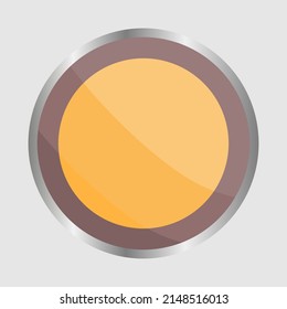 Vector Illustration Of Shiny Brown Round Shield With Steel Frame, Luxury Design Element