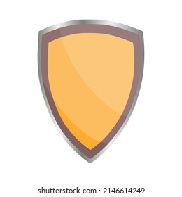 Ilustración vectorial del escudo marrón brillante con marco de acero, elemento de diseño de lujo