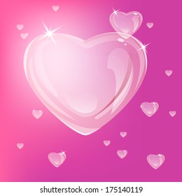 Vector illustration of shiny bubble heart - Design element for original Valentine's day card and valentine background.