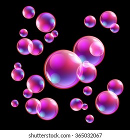 Vector illustration of shiny bubbles on the sky background art