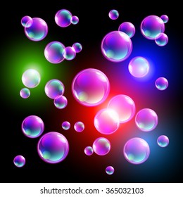 Vector illustration of shiny bubbles on the sky background art