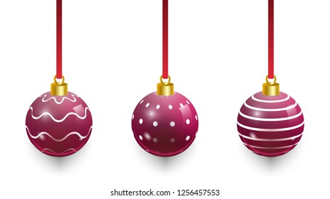 Vector illustration of shiny christmas balls. Winter decoration. Vector illustration