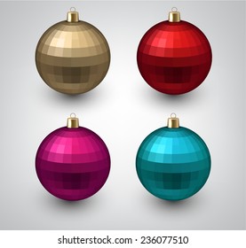 Vector illustration of shiny christmas balls. Winter decoration.   