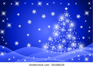 Vector illustration of shiny Christmas tree