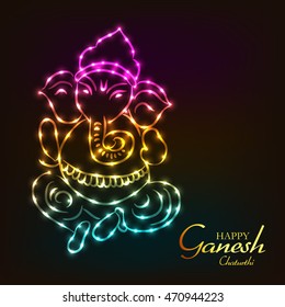 Vector illustration of a shiny colorful Ganesh for Happy Ganesh Chaturthi.