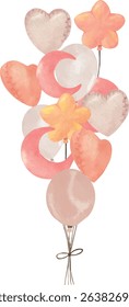 Vector illustration of a shiny crescent moon-shaped balloon in bright colors. Playful and festive design in flat or cartoon style, perfect for children’s birthday parties, themed celebrations, and dec