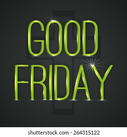 Vector illustration of a shiny cross for Good Friday in gray background.