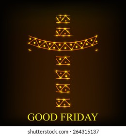 Vector illustration of a shiny cross for Good Friday in brown background.