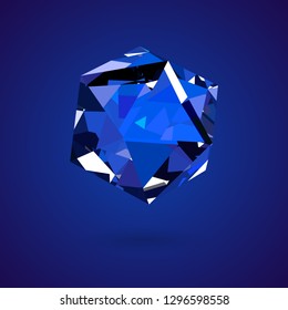 Vector illustration shiny crystal diamond template on dark background. Jewelry pattern, elegant rich luxury symbol design element for social media, shop, web, mobile, banner, poster, promotion, ad