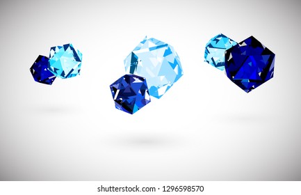 Vector illustration shiny crystal diamonds template on white background. Jewelry pattern, elegant rich luxury symbol design elements for social media, shop, web, mobile, banner, poster, promotion, ad