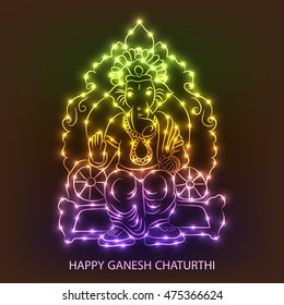 Vector illustration of a shiny Ganesh for happy ganesh chaturthi festival greeting card.