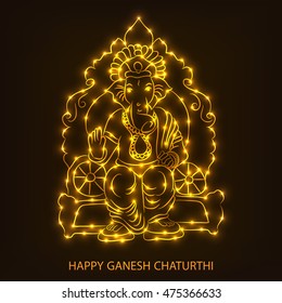 Vector illustration of a shiny Ganesh for happy ganesh chaturthi festival greeting card.