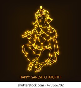 Vector illustration of a shiny Ganesh for happy ganesh chaturthi festival greeting card.