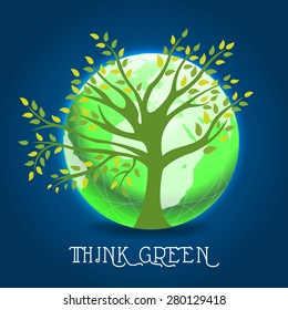 Vector illustration of a shiny globe with tree for World Environment Day.