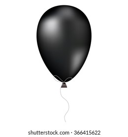 Vector illustration of shiny glossy black  balloon. Realistic air  3 D ballon isolated on white background