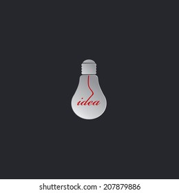 Vector illustration of shiny, glossy, glowing lamp bulb on blue background. Concept of thinking, creating new ideas. Bright light that illuminates.