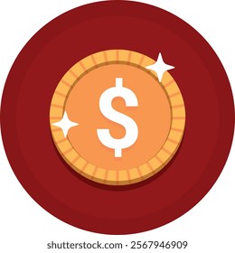 Vector illustration of a shiny gold coin with a dollar symbol, representing wealth, finance, and prosperity. Perfect for themes of business, economy, and investment