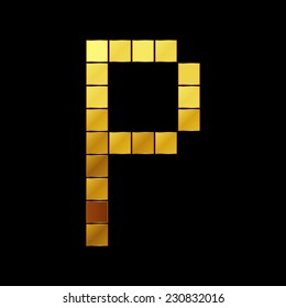 Vector illustration of shiny gold letter - P 