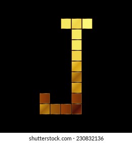 Vector illustration of shiny gold letter - J