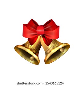 Vector illustration of shiny golden Christmas bells