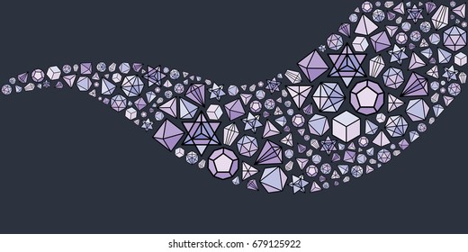 vector illustration for shiny graphic gems and crystals wave for mystic abstract concept wallpaper or background