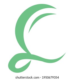Illustration vectorielle du modèle de logo de lettre verte brillante formant un hijab abstrait islamique. 2500 x 2500 au pixel près.