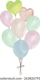 Vector illustration of a shiny heart balloon with sparkle effects. Playful and festive design in flat or cartoon style, ideal for themed children’s parties and decorative purposes.