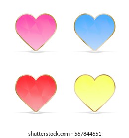 Vector Illustration of Shiny Hearts. Transparent hearts. Isolated on Transparent Background.
